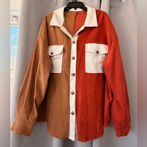 SHEIN 2XL Curve Rust Orange & Tan Split Top
